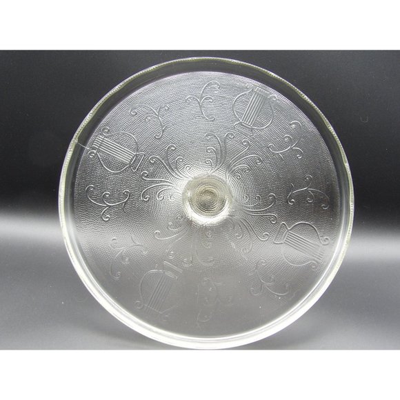 Vintage Jeannette Glass Co. Clear Depression Glass Cake Stand Harp Pattern 4 1/2 - Picture 7 of 10